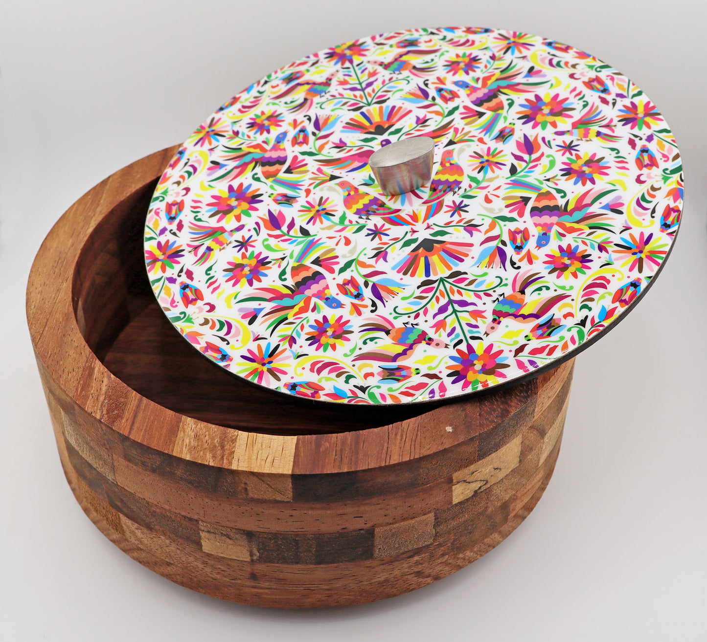 Tortillla Warmer Handmade Parota Wood, Tenangos Contemporary design.